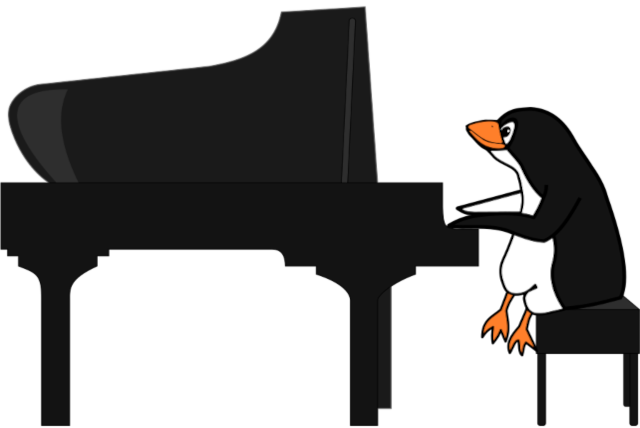Penguin playing piano, publicdomainvectors.org